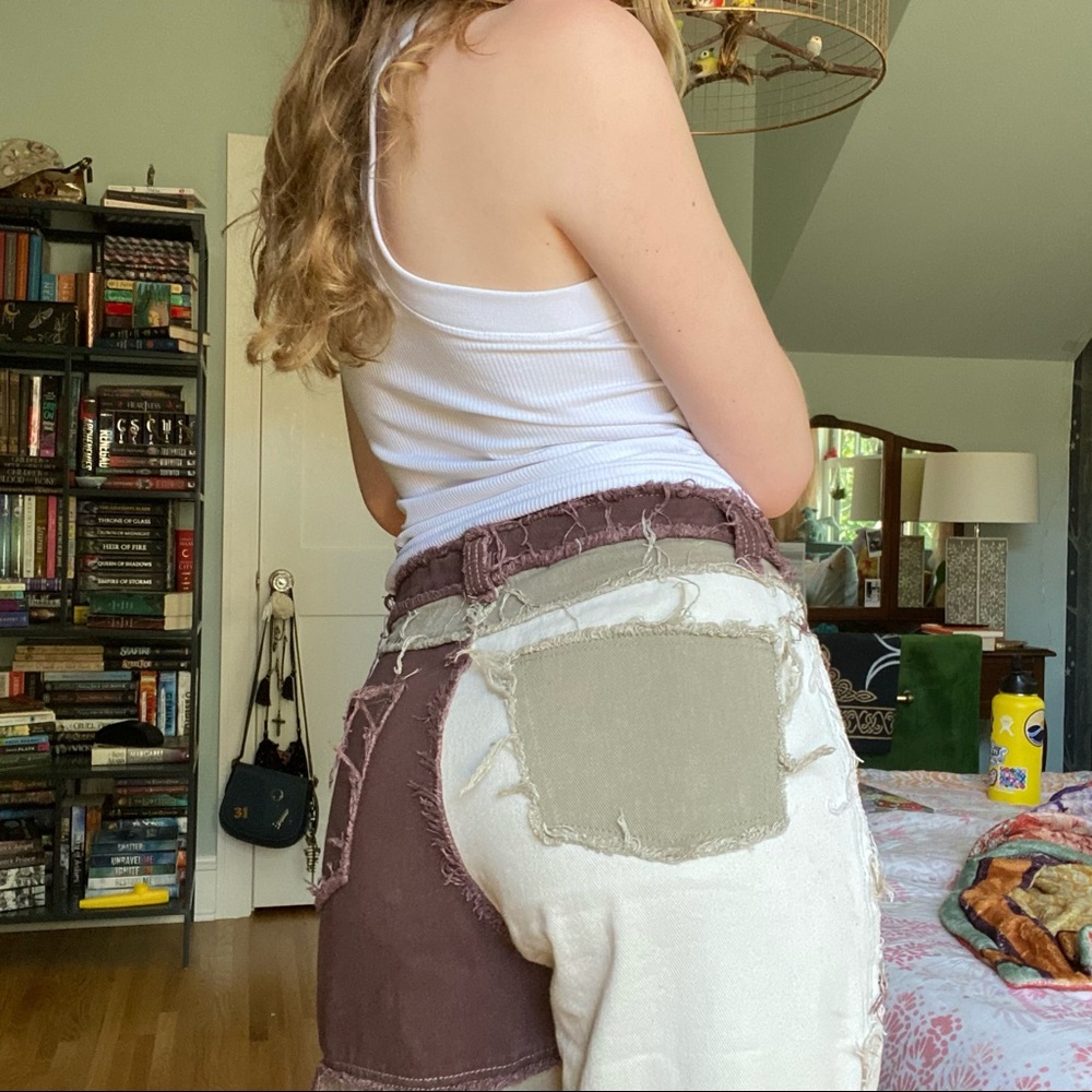 Brown Patchwork Jeans - image 1